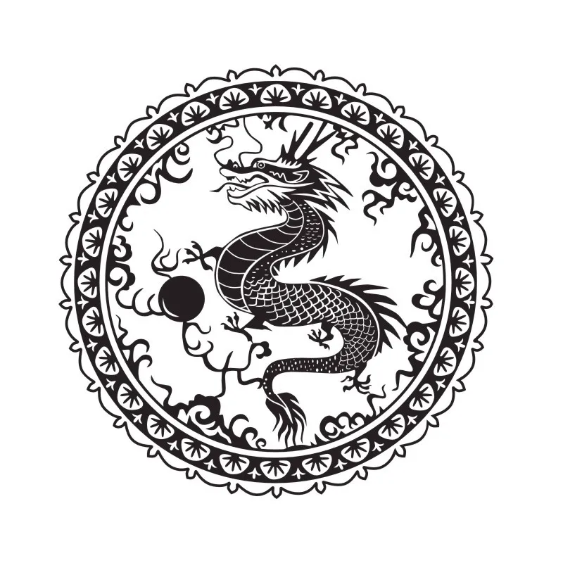 Chinese Dragon Wall Decal Vinyl Round Chinese Style Home Decor Wall