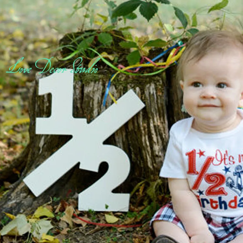 Half Sign Baby Photo Prop Half Birthday Half Sign 1/2, Birthday Sign, Age Numbers- Photography Props for Photographer 12" tall