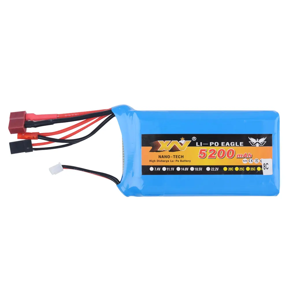 1 шт. 7.4в-5c 5200 мАч 8C литиевая батарея (99 мм * 54 22 мм) для 1/5 losi 5ive-T king motor x2 rc