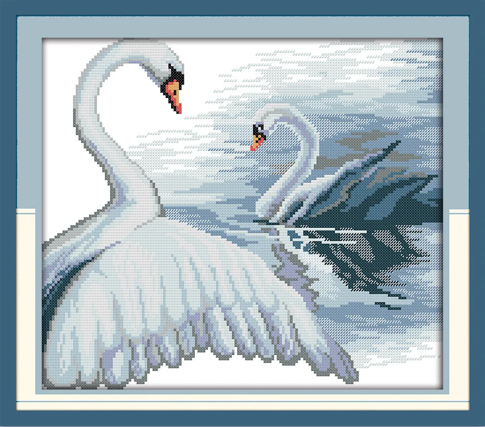 

Swan Printed on Canvas DMC Counted Chinese Cross Stitch Kits printed Cross-stitch set Embroidery Needlework
