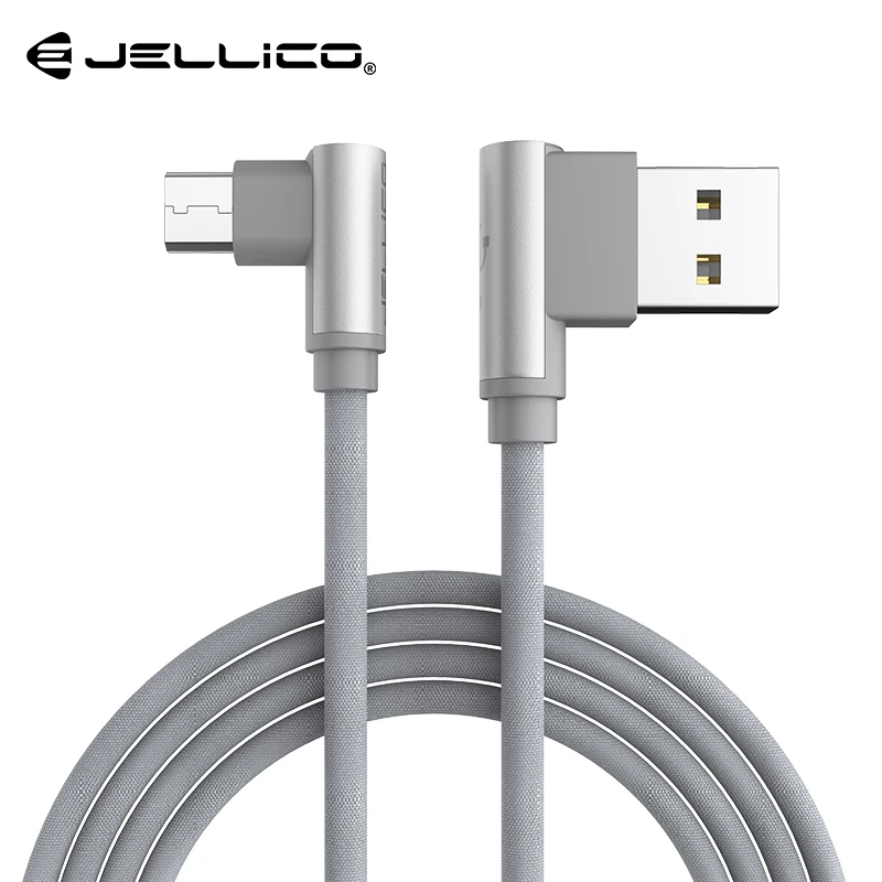 Jellico 10 шт. Кабель Micro-USB 90-градусный кабель для передачи данных провод для Samsung huawei Xiaomi планшет USB кабель с нейлоновой оплеткой ; Прямая поставка; - Цвет: Gray