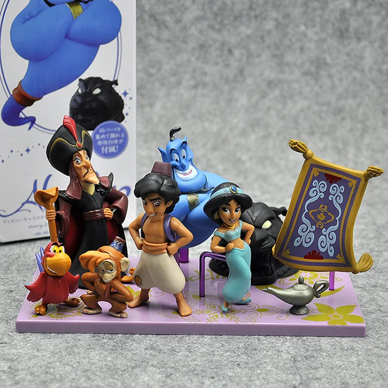 

9pcs/set 4- 9cm Aladdin Jasmine Princess collection figure toys Lamp of Aladdin home decoration figure toys