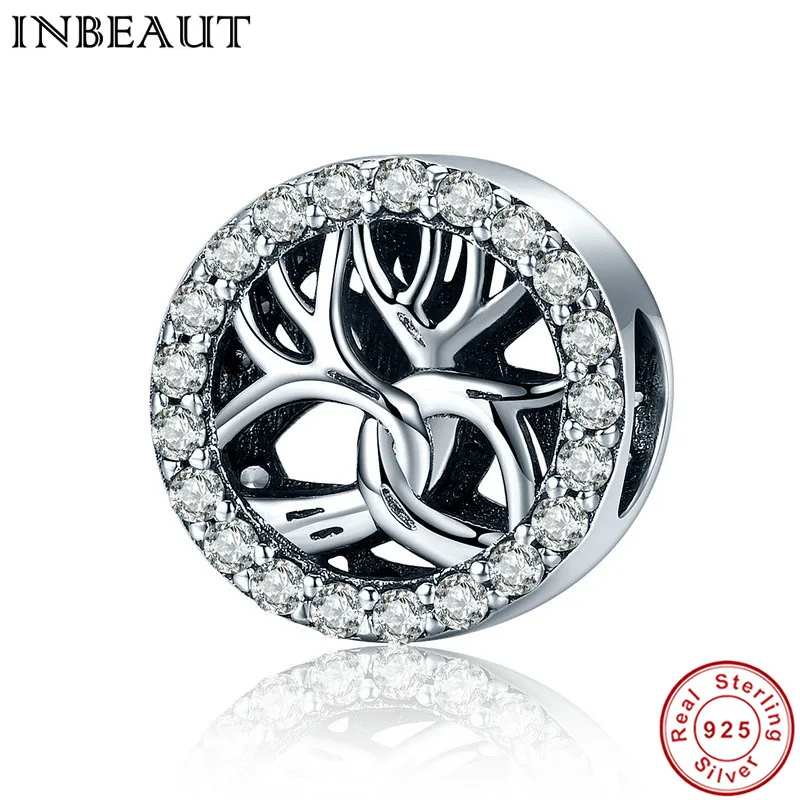 

INBEAUT 925 Sterling Silver Sparkling Round White Cubic Zirconia Paved Winter Tree Charm fit Pandora Bracelet Princess Jewelry