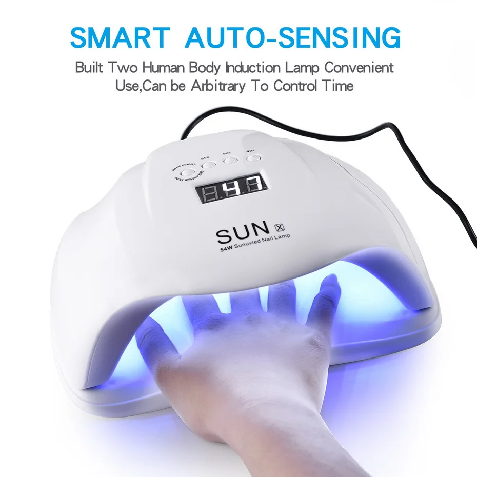Professional SUN 54W LED Auto Sensing Machine Cure UV Gel LCD Time