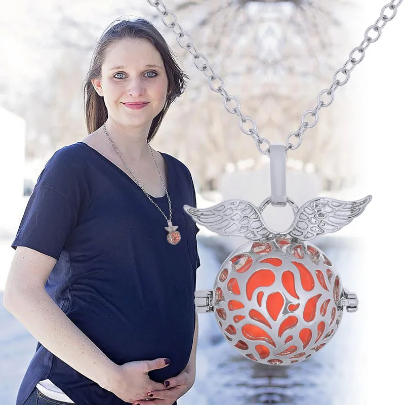 

Mexican Bola Cage Pendant Angel Caller Sounds 16mm Eudora Harmony Ball with Chain Necklace Jewelry Christmas Gift