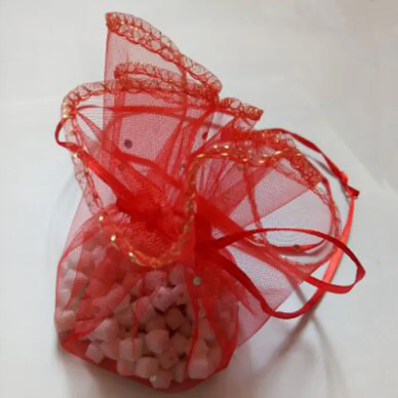 50 шт. 26 см 35 см 40 см диаметр марли drawstring сумка Свадьба День рождения Рождество конфеты мешочек дисплей сумка круглый мешочек из органзы - Цвет: Красный