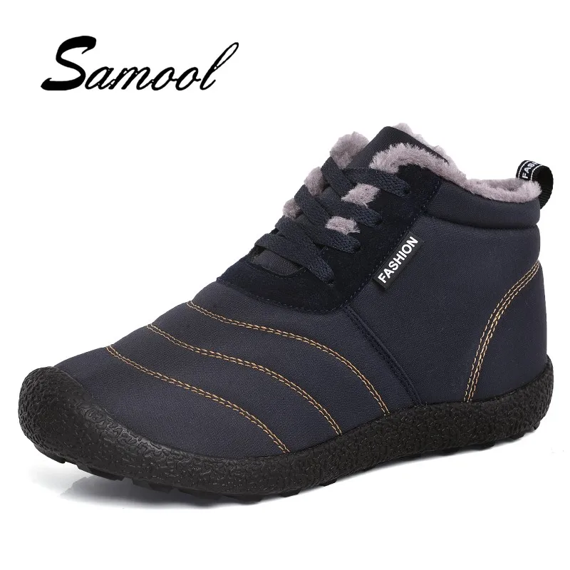 

Winter Boots Men Fashion Fur Flock Winter Shoes Men Winter Ankle Boots Men Warm comfortable lace up Casual Men Boots 36-46 sex3