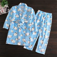 Pajamas For Women Winter Flannel Nightgown Trousers Sleep warm lounge Pajama Set Ladies Winter Pyjamas