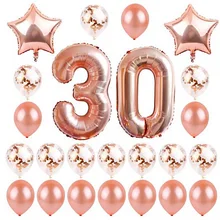 

1set Happy Birthday Rose Gold Star Confetti Balloon 40inch 16 21 30 40 50 60th Number Foil Balloon Birthday Party Decor Supplies