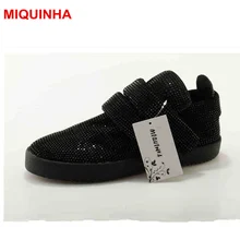 Miquinha новый дизайнер кристалл плоские летняя женская обувь на платформе Повседневное Sapato Feminino Hook & Loop Mujer женские Обувь Женские туфли-лодочки