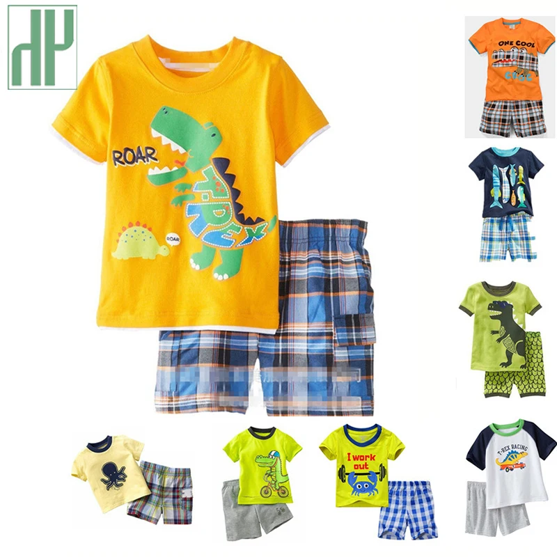 

Kids Summer Clothes Dinosaur Shark Animal Costume Children Toddler Boys Clothing T-shirt+shorts Boutique Outfits 2 4 7 Years