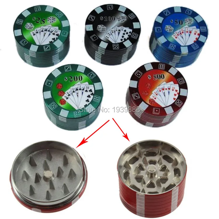 50pcs/lot Weed Grinders 3 Layers Poker Style Herbal Herb Tobacco Spice