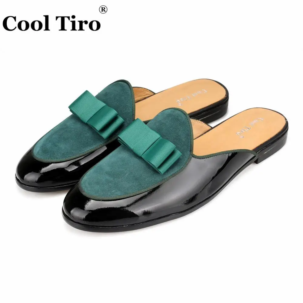 Green Suede Mules Slippers Bow (3)