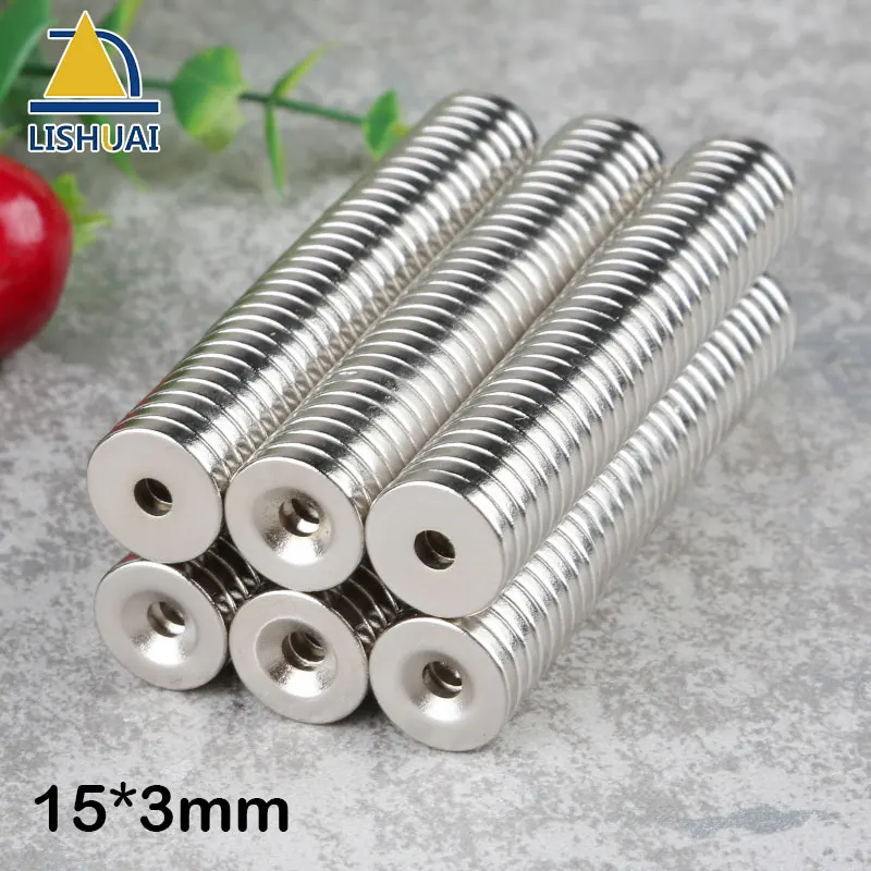 

30pcs Lot Ring Strong Permanent Magnet, D15*3mm Countersunk 4mm Neodymium Magnet, Round Rare Earth Hole Magnet