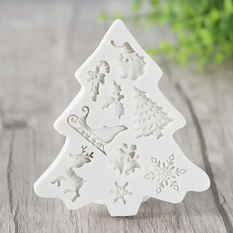 DIY Кухня 3D милые формы для торта Пищевая силиконовая Рождественская елка олень Санта Клаус помадка торт Декор Конфеты торт инструменты