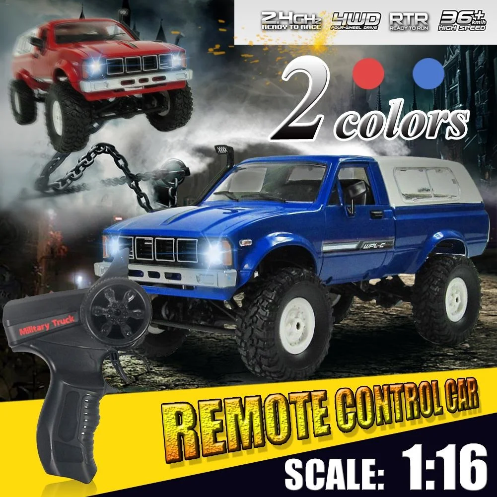 

Red/Blue 1:16 2.4G 4WD Remote Control Truck Off Road Rock RC Car Kids Toy RTR Resistant Engineering Plastics Anti Knock 35M