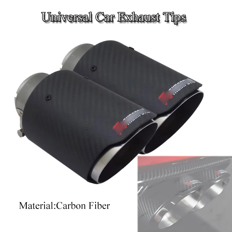 

Car Styling Exhaust Tail Pipes Matte Carbon Muffler Tip Tail End 52-59mm SUV Universal Stainless Steel Exhaust Tips Straight