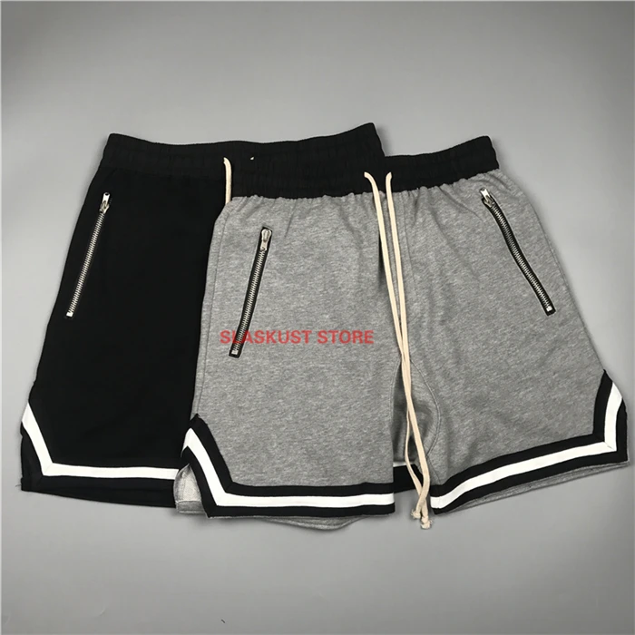 

Summer Zippered Pockets Elastic Waist Cotton Shorts Loose Fit Drawstring Track Short Hip Hop Streetwear
