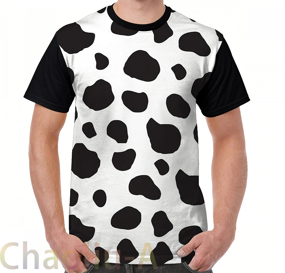 

Animal Print (Cow Print) Cow Spots - White Black T-Shirt men funny printed t shirt women tops tees Short Sleeve Casual tshirts