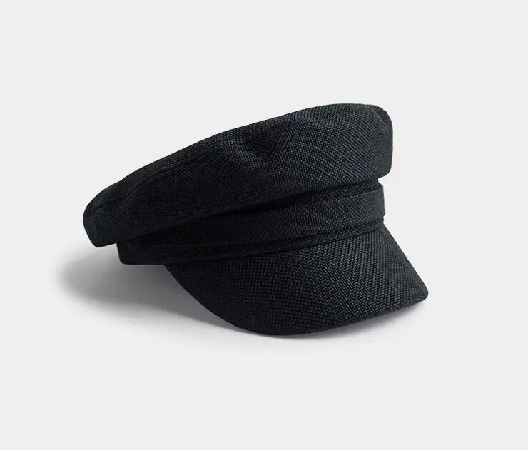 Женская шляпа, плоская Военная Кепка, весенне-осенняя льняная восьмиугольная однотонная бейсболка, плоская подошва, армейские кепки, Сейлор восьмиугольная шляпа A071