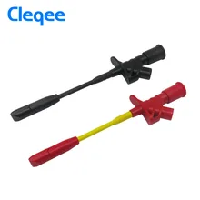 Cleqee P5005 2pcs 10A профессиональная игла для прокалывания тестовые зажимы мультиметр измерительный щуп крюк с 4 мм разъемом