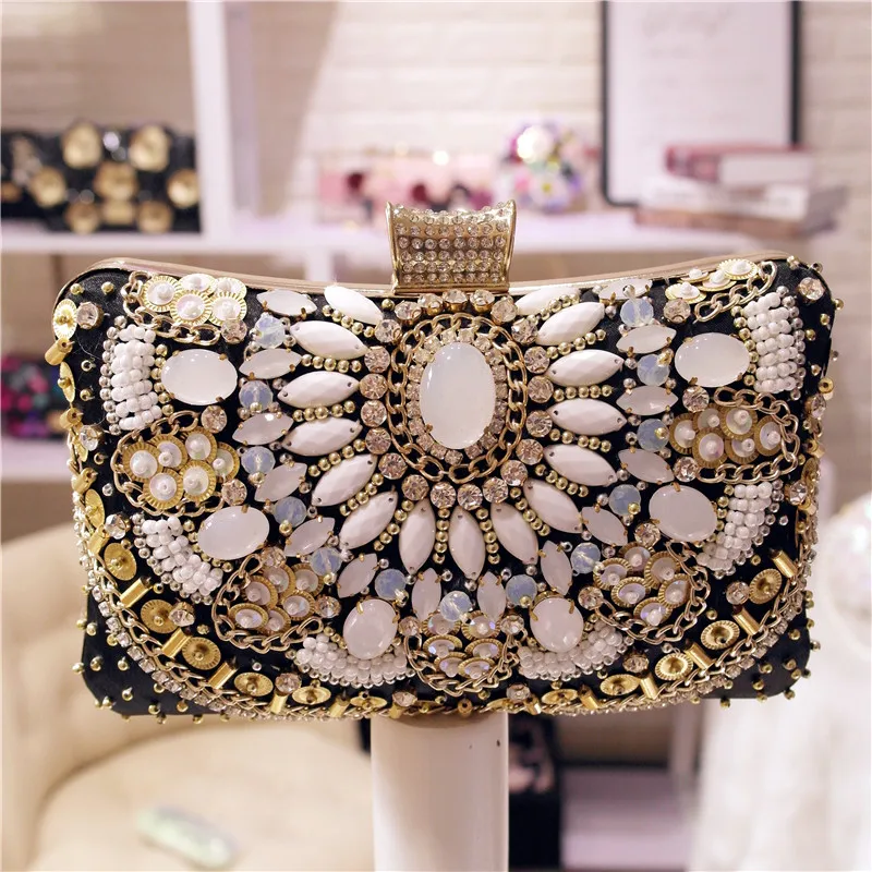 Classic Fashion Clutch Party Bag Diamond Beaded Evening Bag Ladies
