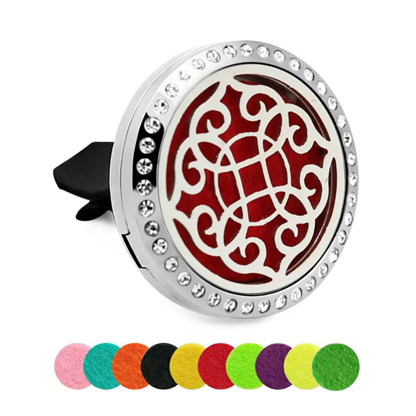 

Multiple options Flower Essential Oil Car Diffuser Locket Vent Clip 316 Stainless Steel Perfume locket Magnetic with 10p Pads