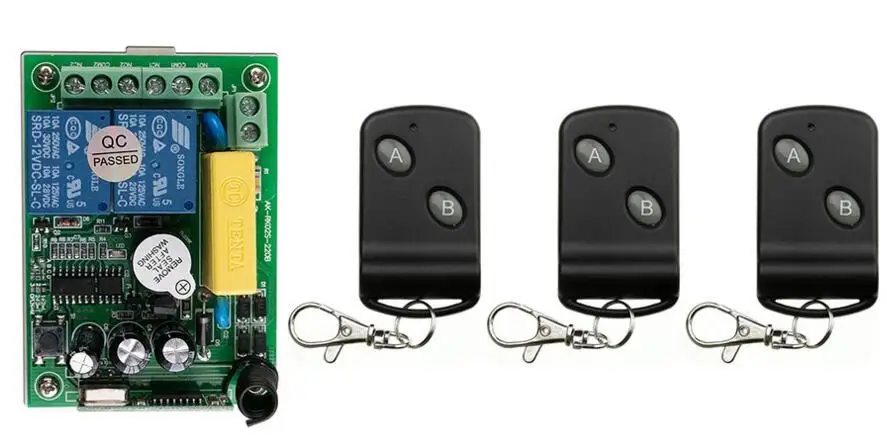 

AC220V 2CH 10A RF Wireless Remote Control Switch Transmitter with Two-button Receiver for Appliances Gate Garage Door