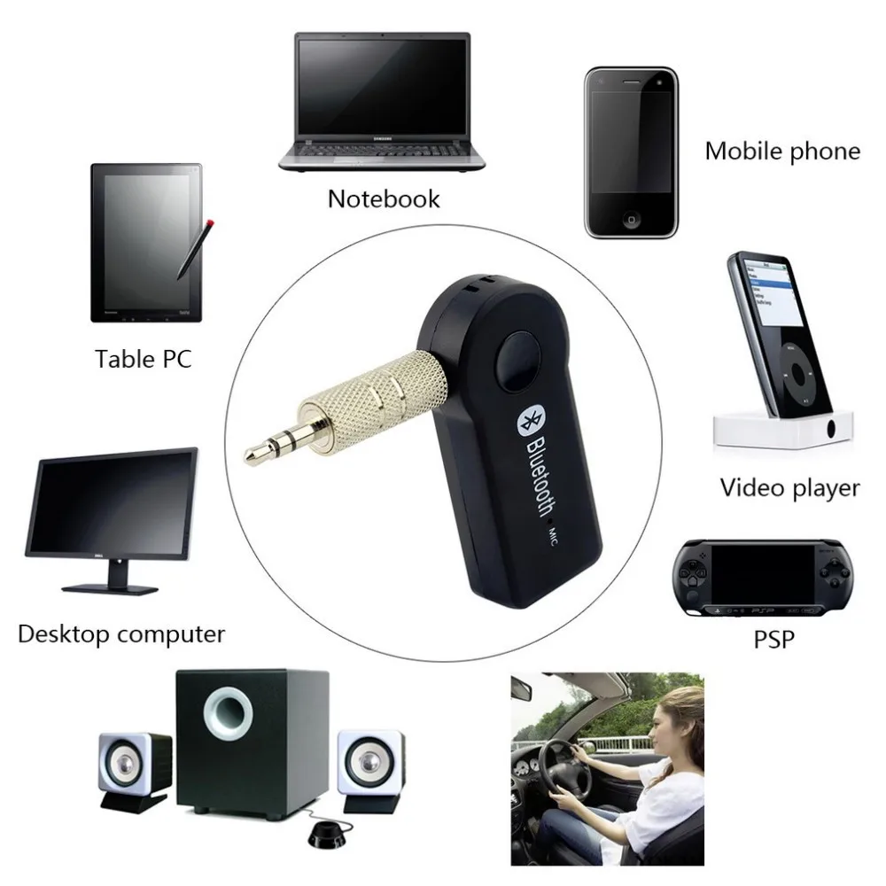 Bluetooth AUX 3,5 мм jack Bluetooth Car Kit Hands free Music Receiver Аудио адаптер Auto комплект для Динамик наушников автомобилей стерео