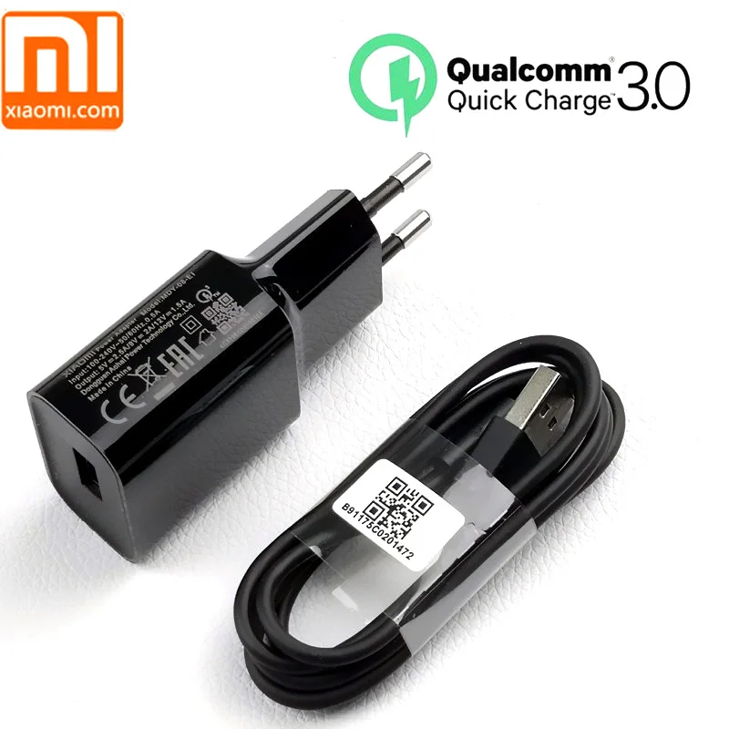 

Original xiaomi mi9 Charger QC 3.0 Fast Charge EU adapter Usb Cable For mi 9 a2 a1 se 6 mi8 mi6 mi5s mix 2 2s 3 max redmi note 7