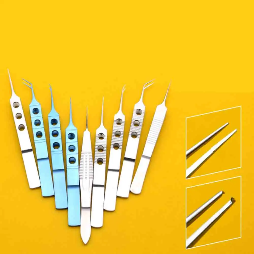 Stainless Steel Alloy 11CM Dovetailed Straight/bend Head Tweezers Platforms Ophthalmic Forceps medical ophthalmic forceps instruments stainless steel straight head thickened hook free surgical plastic surgery double eyelid