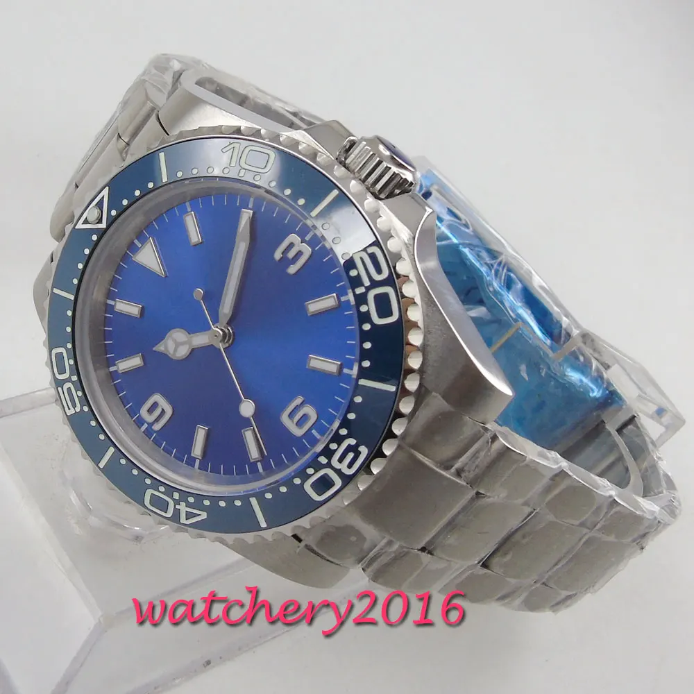 39 мм синий стерильный циферблат керамический ободок Топ бренд класса люкс Супер светящийся автоматический механизм мужские часы