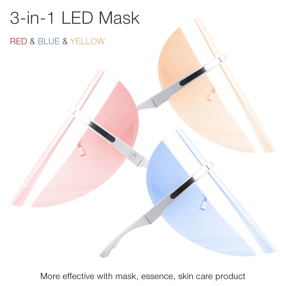 Светодиодный usb-прибор для ухода за кожей лица, 3 цвета, фототерапия, красный и синий и желтый светильник, Сужающий поры, омолаживающий кожу лица