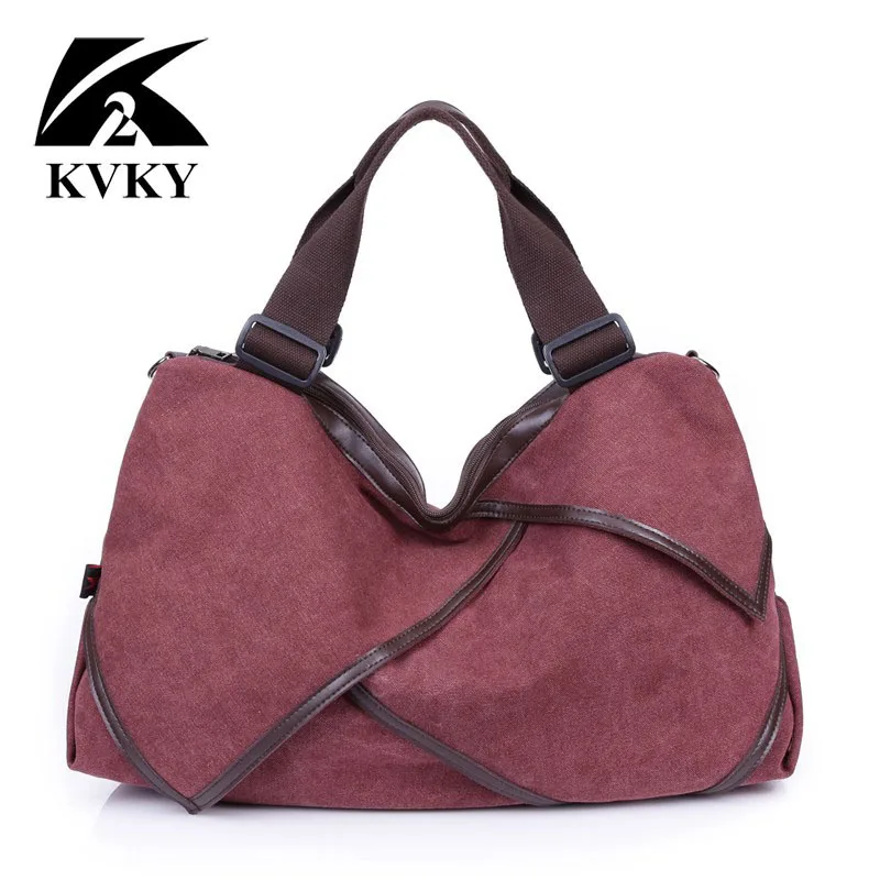 KVKY patchwork high-capacity women bags handbag canvas women bags famous brand designer lady shoulder messenger bag casual tote KVKY patchwork high-capacity women bags handbag canvas women bags famous brand designer lady shoulder messenger bag casual tote