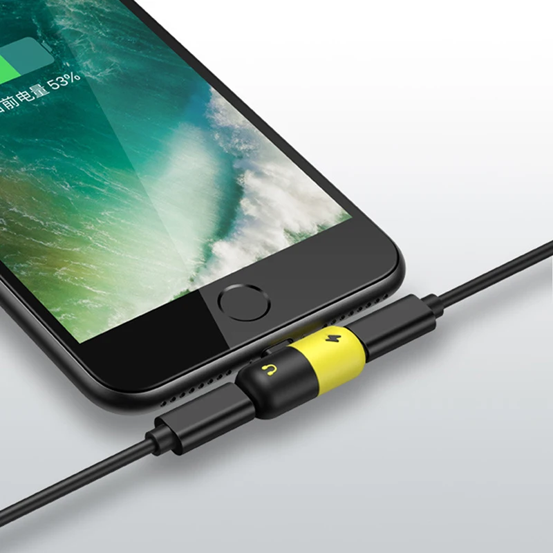 

LinXiang 2 In 1 Dual Ports Portable Capsule Mini Headphone Audio Charge Phone Adapter For Lightning iPhone