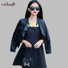 Плюс Размеры кожаная куртка Для женщин брендовые короткие из искусственной кожи Куртка Для женщин тонкий куртки для мотоциклов женский молния S-3XL E0583