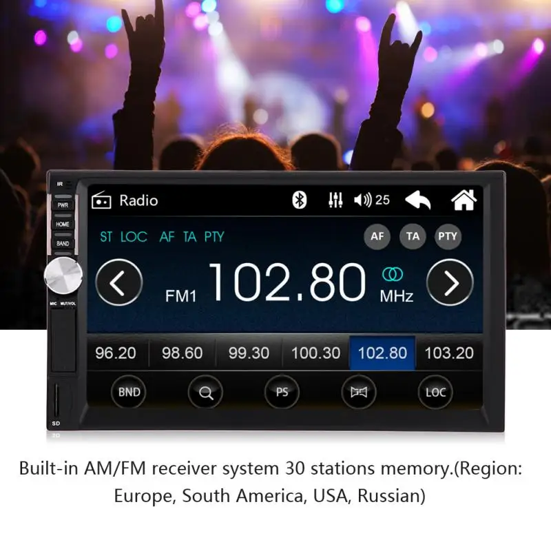 

2 Din 7'' MP5 Player Car Radio Bluetooth Music Video Player Car Audio with USB Support Rear Camera
