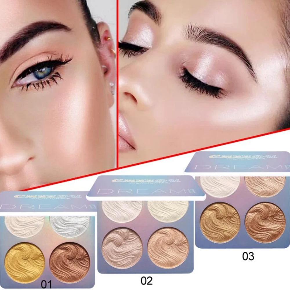 

CmaaDu Highlighter Palette Illuminator Makeup Face Brighten Contouring Highlighter Powder Bronzer Face Glow Set Cosmetics