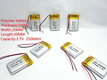 

(free shipping)(5pieces/lot)Polymer lithium ion battery 250mah 3.7 V, 502030 052030 CE FCC ROHS MSDS quality certification