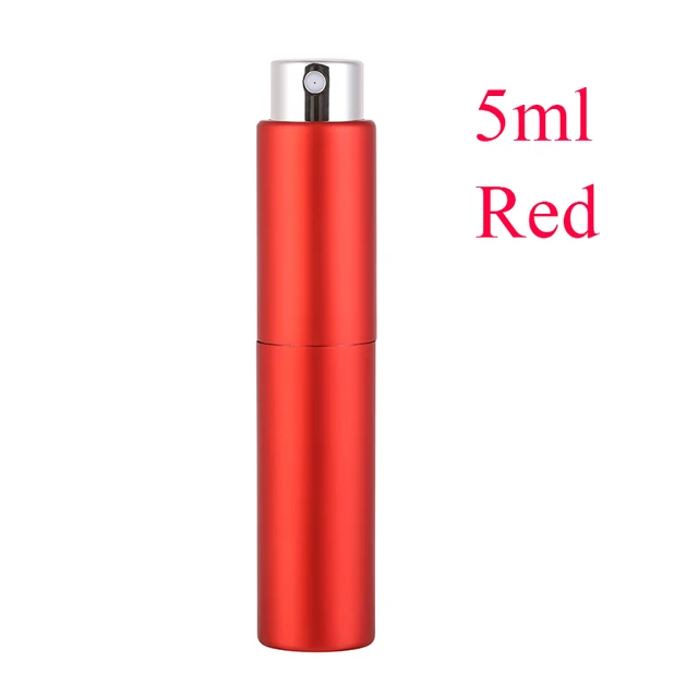 5-20ML metal aluminum Portable Refillable Perfume Bottle Cosmetic Container Empty Spray Atomizer Travel Sub-Bottle liner glass 5ML Red  spray