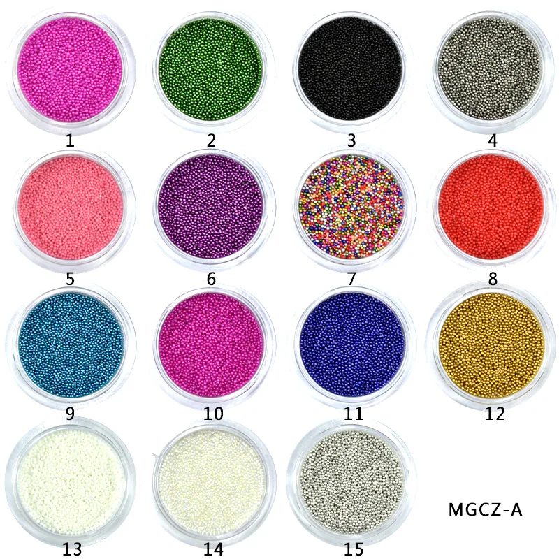 

1 Box Caviar Nail Art Bead Rhinestone for Nails 0.6-0.8-1MM DIY Micro Nail Crystal Ball 3D Nail Art Decorations 15 Colors choice