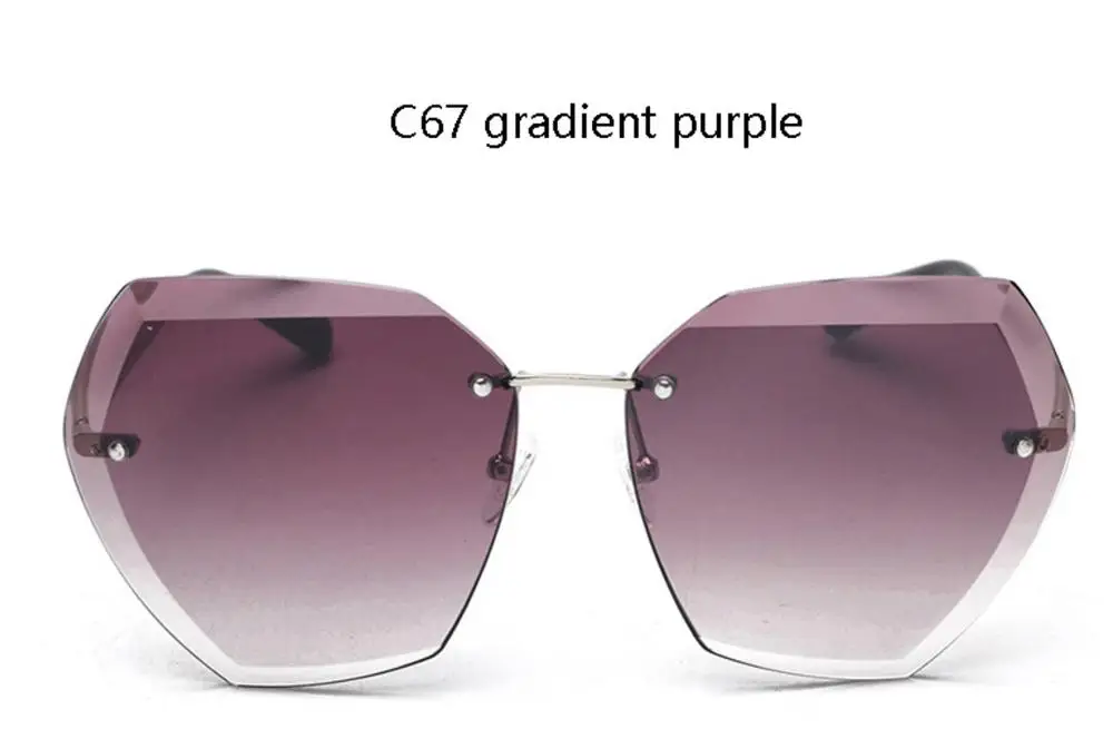 Прозрачные градиентные солнцезащитные очки для женщин, негабаритные прозрачные линзы, солнцезащитные очки без оправы, женские оттенки, роскошные брендовые солнцезащитные очки Oculos de sol - Цвет линз: C67 gradient purple