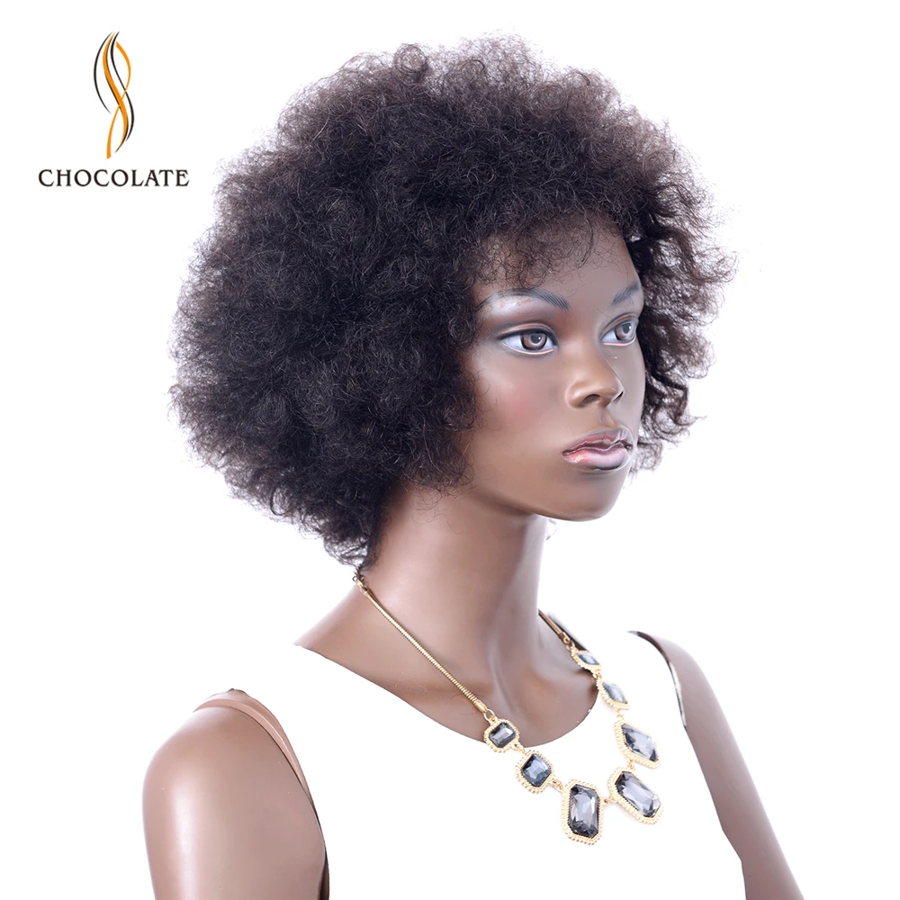 Nebuzz Korotkie Chelovecheskie Volosy Pariki Brazilskie Volosy Remy Afro Kurchavye Kucheryavye Pariki Dlya Chernogo Cveta Korichnevyj Parik Ih Naturalny
