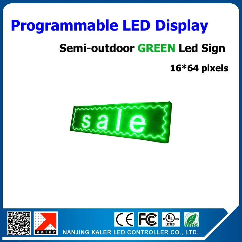 

LED Electronic Scrolling Display Message LED Billboard Green LED Sign Semi-outdoor Advertising Board 16*64 pixel 25*73cm