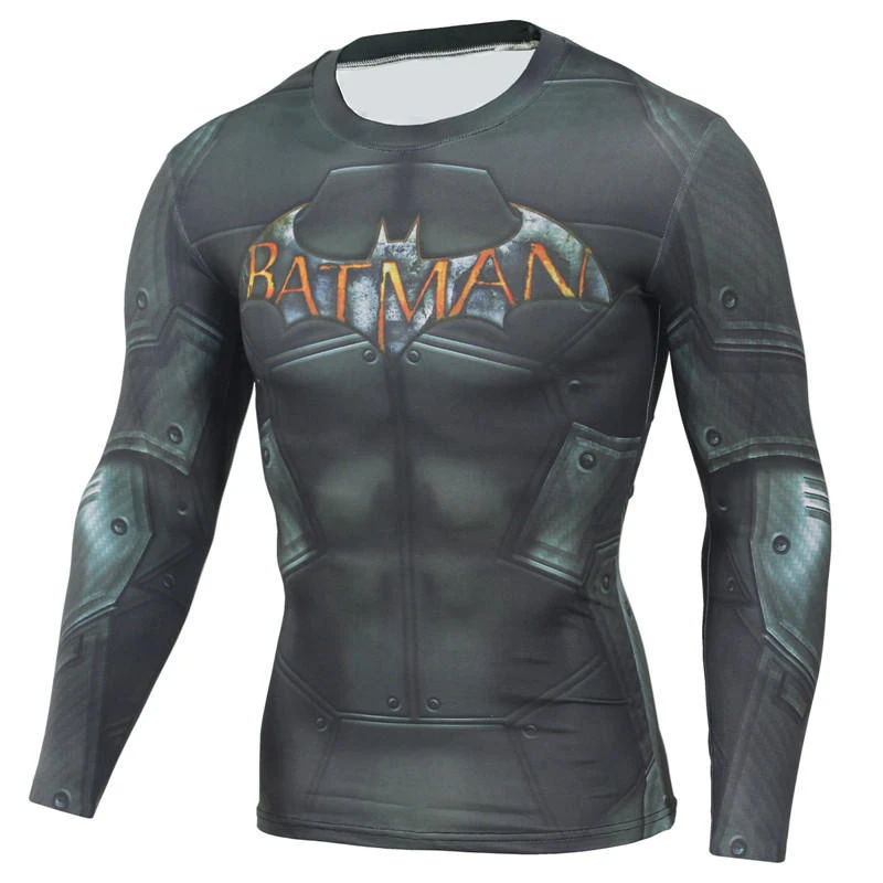 Мужская компрессионная рубашка супергерой Супермен Капитан Америка Железный человек 3D футболка брендовая одежда Фитнес Мужская футболка с длинным рукавом - Цвет: C18