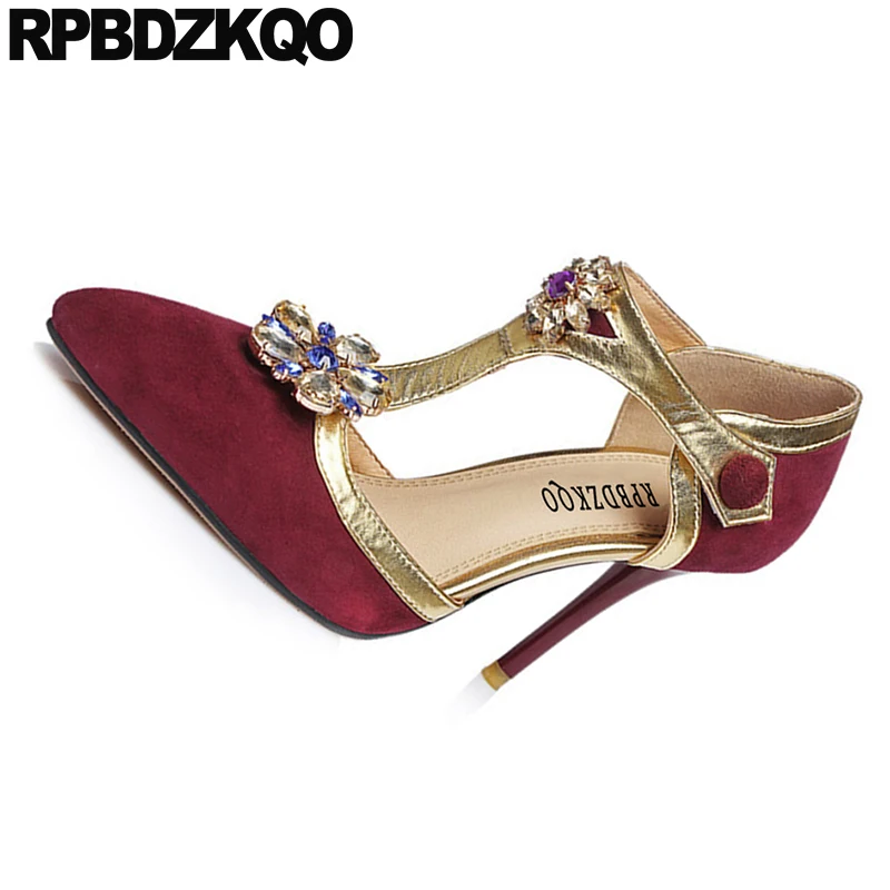 Женские Стразы scarpin jewel замшевые Цветочные женские туфли на высоком каблуке с
