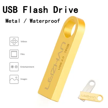 

LEIZHAN Key Chain USB Flash Drive USB 2.0 Metal Pendrive 64GB 32GB 16GB 8GB 4GB Thumb drive pen drive Waterproof USB Drive