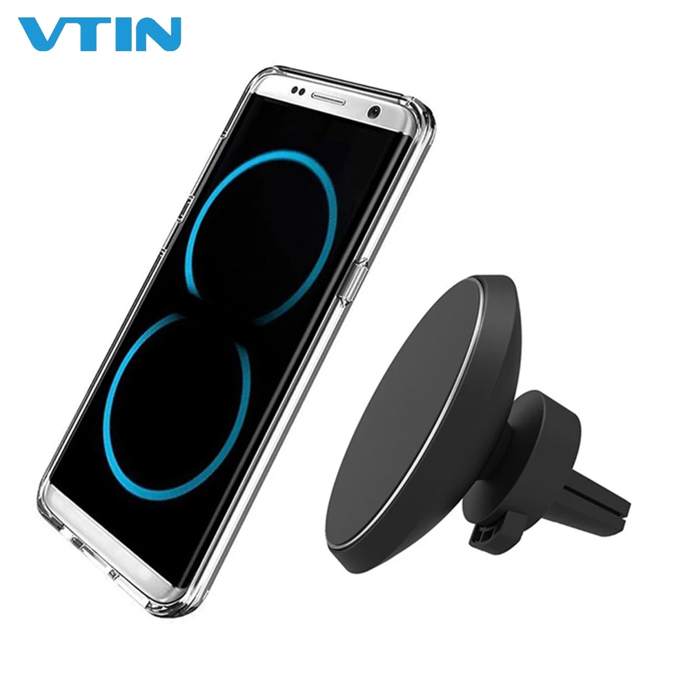 Magnetic QI Wireless Car Charger Mount Flexible Rotation Magnetic Air Vent Magnet Car Charge Holder Stand for Samsung Galaxy