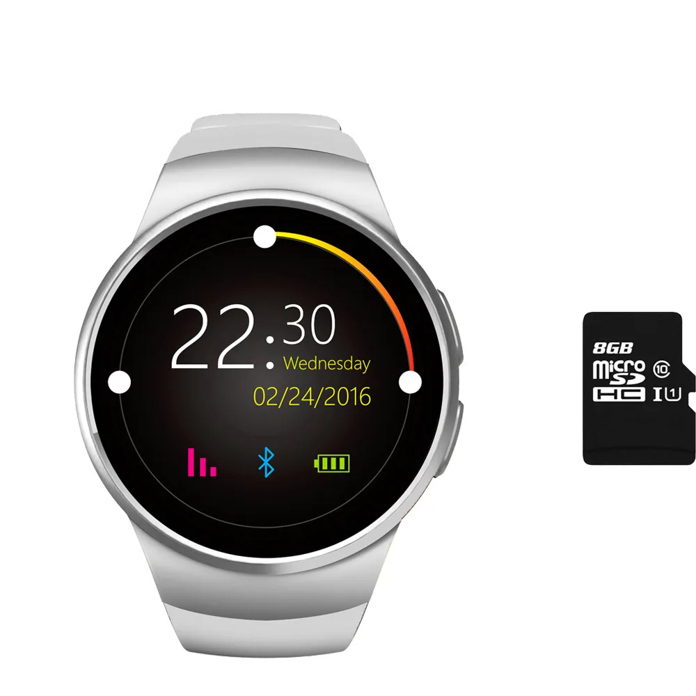 Время владельца KW18+ часы Смарт-часы Android здоровье трекер MTK2502c Bluetooth уведомления Поддержка SIM TF карта для samsung Xiaomi - Цвет: Silver with 8G