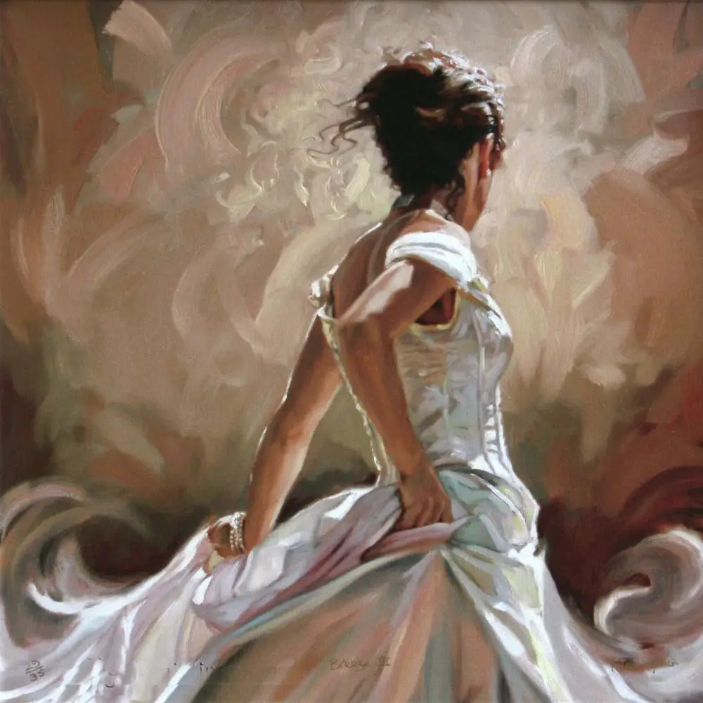 

Hand painted abstract oil Paintings of woman in red Breeze dancer modern canvas art for wall decor
